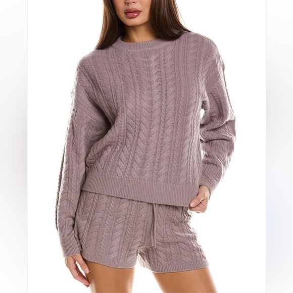 Sweaty Betty Sweaters - Sweaty Betty Purple Wool and Cashmere Blend Sweater Cable Knit Sweater size US 8